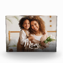 Mom Established Date Custom White Script Modern Fotoblock