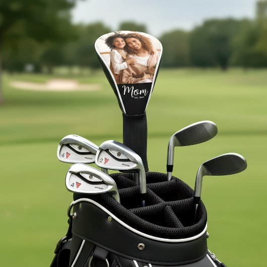 Mom Established Date Modern Script Photo Stylish Golf Headcover