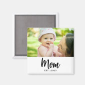 Mom Established Date Photo Gift Magnet (Vorderseite/Rückseite)