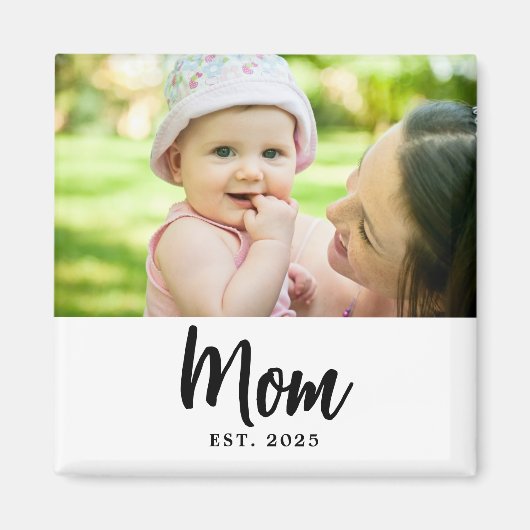 Mom Established Date Photo Gift Magnet (Vorne)