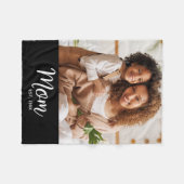 Mom Established Date White Script on Black Photo Fleecedecke (Vorderseite (Horizontal))