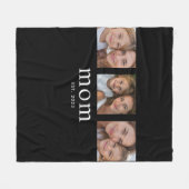 Mom Established Elegant Modern Black 3 Photo Fleecedecke (Vorderseite (Horizontal))