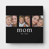 Mom Established Elegant Modern Black 3 Photo Fotoplatte (Vorderseite)