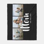 Mom Established Elegant Script Black 3 Photo Fleecedecke (Vorderseite)