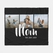 Mom Established Elegant Script Black 3 Photo Fleecedecke (Vorderseite (Horizontal))
