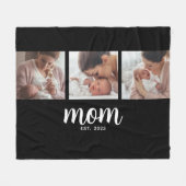 Mom Established Elegant Script Black 3 Photo Fleecedecke (Vorderseite (Horizontal))