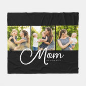 Mom Established Elegant Script Black 3 Photo  Fleecedecke (Vorderseite (Horizontal))