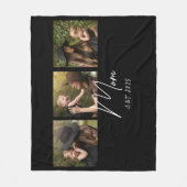 Mom Established Elegant Script Black 3 Photo Fleecedecke (Vorderseite)