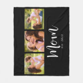 Mom Established Elegant Script Black 3 Photo Fleecedecke (Vorderseite)