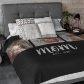 Mom Established Elegant Script Black 3 Photo Fleecedecke