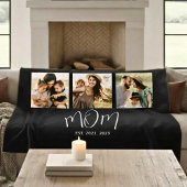 Mom Established Elegant Script Black 3 Photo Fleecedecke