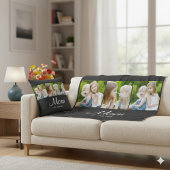 Mom Established Elegant Script Black 3 Photo Fleecedecke