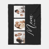 Mom Established Elegant Script Black 3 Photo Fleecedecke (Vorderseite)