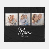 Mom Established Elegant Script Black 3 Photo Fleecedecke (Vorderseite (Horizontal))