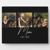 Mom Established Elegant Script Black 3 Photo Fotoplatte (Vorderseite)