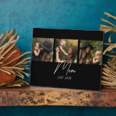Mom Established Elegant Script Black 3 Photo Fotoplatte (Seite)