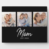 Mom Established Elegant Script Black 3 Photo Fotoplatte (Vorderseite)
