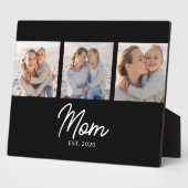 Mom Established Elegant Script Black 3 Photo Fotoplatte (Seite)