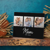 Mom Established Elegant Script Black 3 Photo Fotoplatte (Seite)