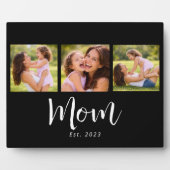 Mom Established Elegant Script Black 3 Photo Fotoplatte (Vorderseite)