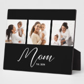 Mom Established Elegant Script Black 3 Photo Fotoplatte (Seite)