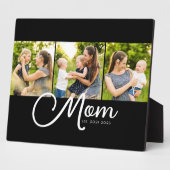 Mom Established Elegant Script Black 3 Photo Fotoplatte (Seite)