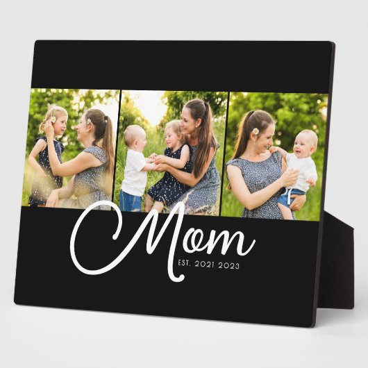 Mom Established Elegant Script Black 3 Photo  Fotoplatte (Seite)