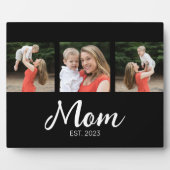 Mom Established Elegant Script Black 3 Photo Fotoplatte (Vorderseite)