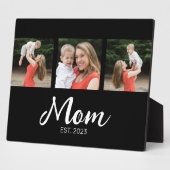 Mom Established Elegant Script Black 3 Photo Fotoplatte (Seite)