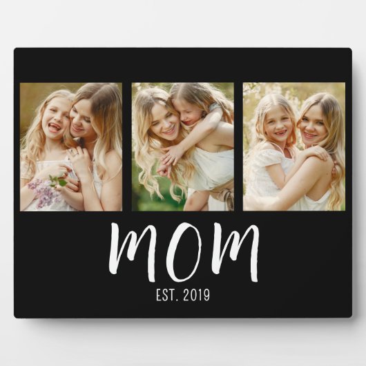 Mom Established Elegant Script Black 3 Photo  Fotoplatte (Vorderseite)