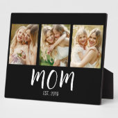 Mom Established Elegant Script Black 3 Photo Fotoplatte (Seite)