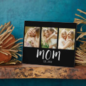 Mom Established Elegant Script Black 3 Photo Fotoplatte (Seite)