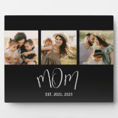 Mom Established Elegant Script Black 3 Photo Fotoplatte (Vorderseite)