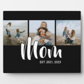Mom Established Elegant Script Black 3 Photo Fotoplatte (Vorderseite)