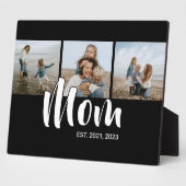 Mom Established Elegant Script Black 3 Photo Fotoplatte (Seite)