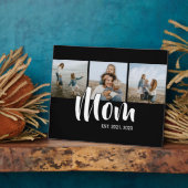Mom Established Elegant Script Black 3 Photo Fotoplatte (Seite)