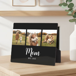 Mom Established Elegant Script Black 3 Photo Fotoplatte