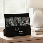 Mom Established Elegant Script Black 3 Photo Fotoplatte