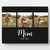 Mom Established Elegant Script Black 3 Photo Fotoplatte (Vorderseite)