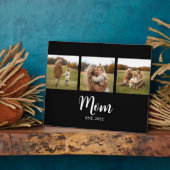 Mom Established Elegant Script Black 3 Photo Fotoplatte (Seite)