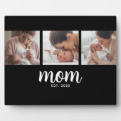Mom Established Elegant Script Black 3 Photo Fotoplatte (Vorderseite)