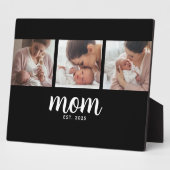 Mom Established Elegant Script Black 3 Photo Fotoplatte (Seite)