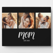 Mom Established Elegant Script Black 3 Photo Fotoplatte (Vorderseite)