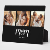 Mom Established Elegant Script Black 3 Photo Fotoplatte (Seite)