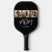 Mom Established Elegant Script Black 3 Photo Pickleball Schläger (Vorderseite)