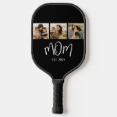 Mom Established Elegant Script Black 3 Photo Pickleball Schläger (Rückseite)