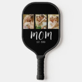 Mom Established Elegant Script Black 3 Photo  Pickleball Schläger (Rückseite)