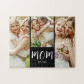 Mom Established Elegant Script Black 3 Photo  Puzzle (Horizontal)