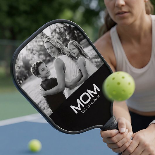 Mom Established Fun Bold Photo Pickleball Schläger