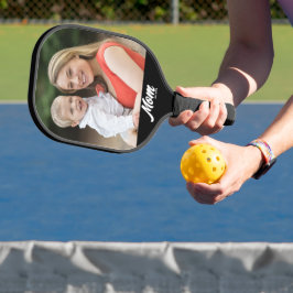 Mom Established Fun Script Photo Pickleball Schläger